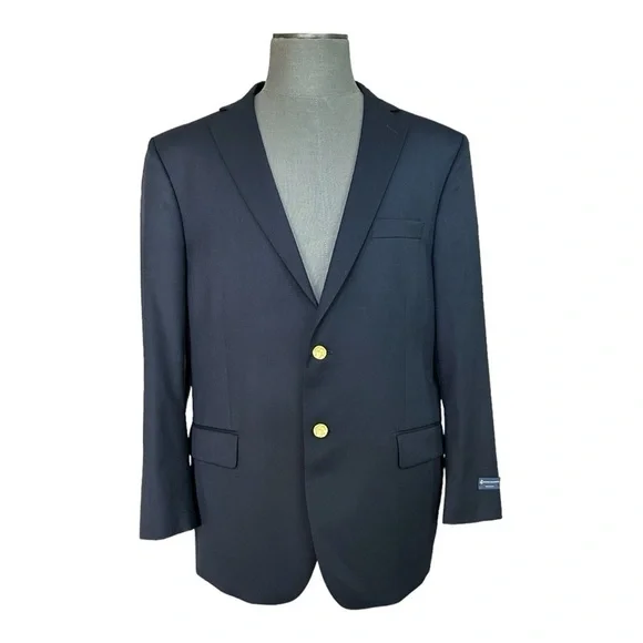 BROOKS BROTHERS Madison Fit Blue Gold Button Front Wool Blazer Sport Coat Jacket - Picture 3 of 10